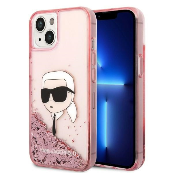 Pouzdro Karl Lagerfeld iPhone 14 6,1" růžová/růžová tvrdácase Glitter Karl Head