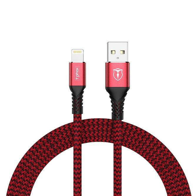 T-PHOX JAGGER LIGHTNING CABLE ROUGE 1M ; 2.4A