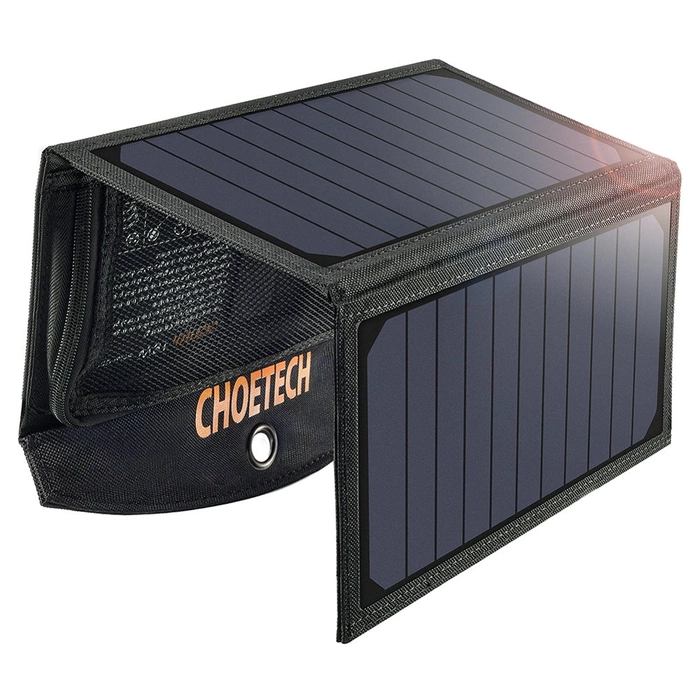 [RETURNED ITEM] Caricatore solare Choetech Caricatore solare pieghevole USB 19W 2x USB nero (SC001)