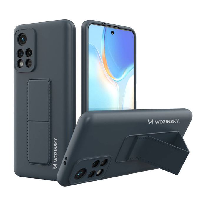 Wozinsky Kickstand Case rugalmas szilikon állvány burkolat Xiaomi Telefontok Note 11 / 11T 5G / Poco M4 Pro 5G sötétkék