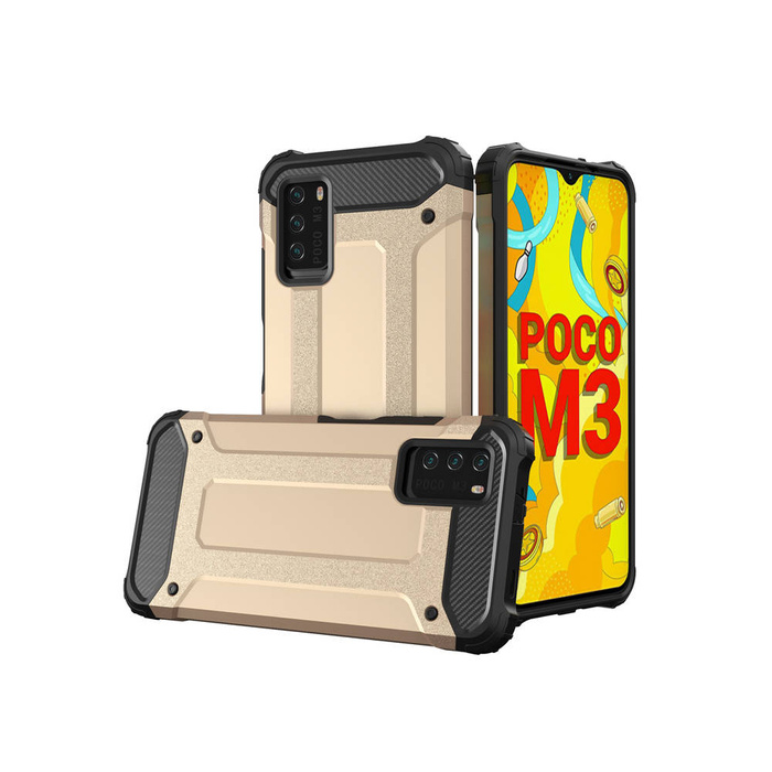 Hybrid Armor robuste TPU/PC Panzer Handyhülle Hard Case für Xiaomi Redmi Note 10 5G / Poco M3 Pro golden