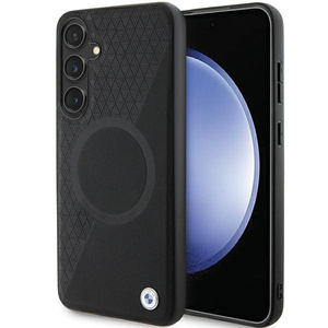 Funda BMW BMHMS24S23RTPK S24 S921 negro/negro durocase Signature Media textura de cuero y círculo MagSafe Case