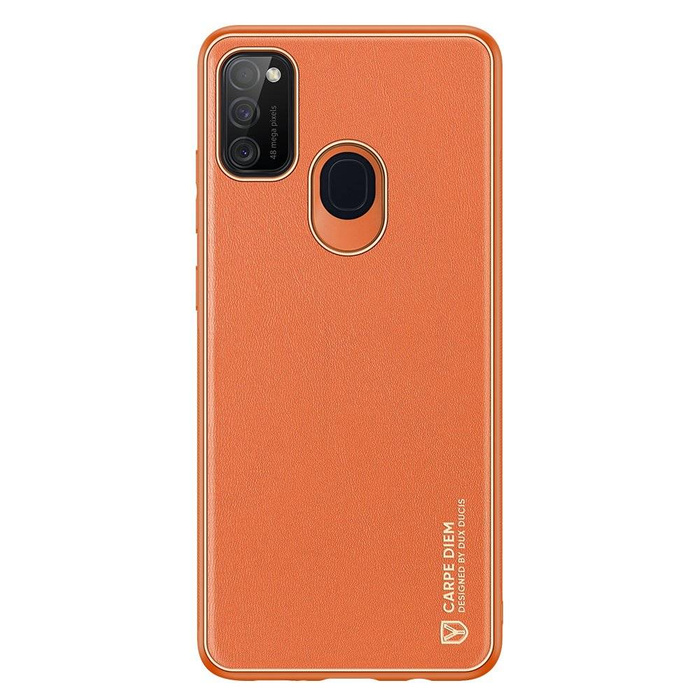 Elegantní kryt Dux Ducis Yolo z ekologické kůže pro Samsung Galaxy M30s oranžový