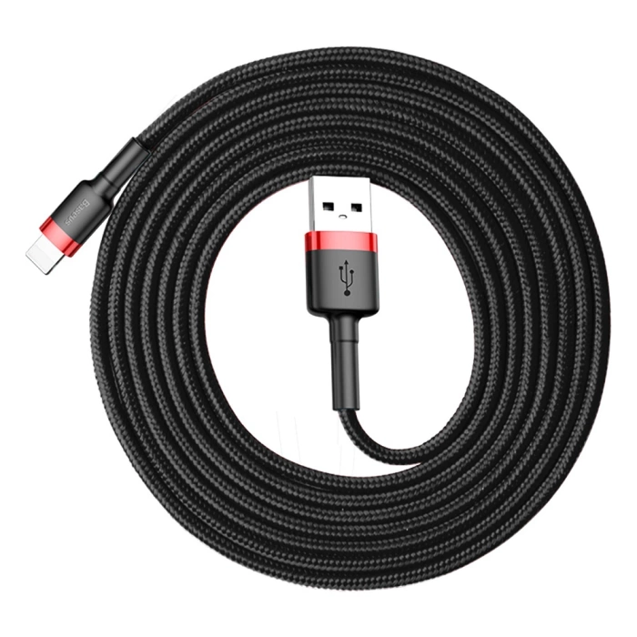 Baseus Cafule Cable odolný nylonový kabel USB / Lightning QC3.0 1.5A 2M černo-červený (CALKLF-C19)