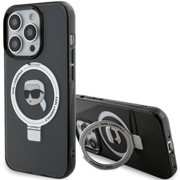 Case Karl Lagerfeld KLHMP15LHMRSKHK iPhone 15 Pro 6.1" black/black hardcase Ring Stand Karl Head MagSafe Case