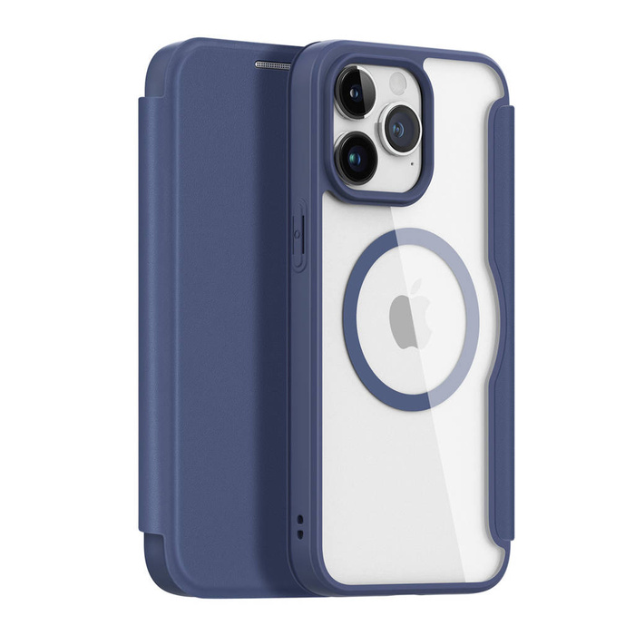 Custodia magnetica MagSafe Flip per iPhone 15 Pro Dux Ducis Skin X Pro - blu