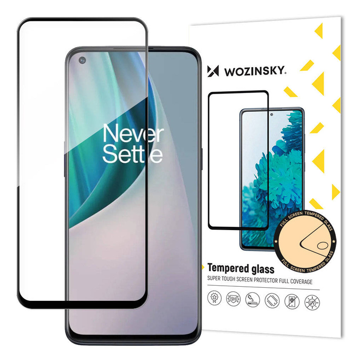 Wozinsky Trempé Verre Trempé Pleine Colle Super Tough Protecteur D&#39;écran Entièrement Couvert Avec Cadre Case Friendly pour OnePlus Nord N10 5G noir