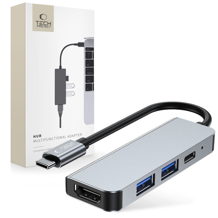 TECH-PROTECT V2-HUB ADATTATORE 4IN1 GRIGIO