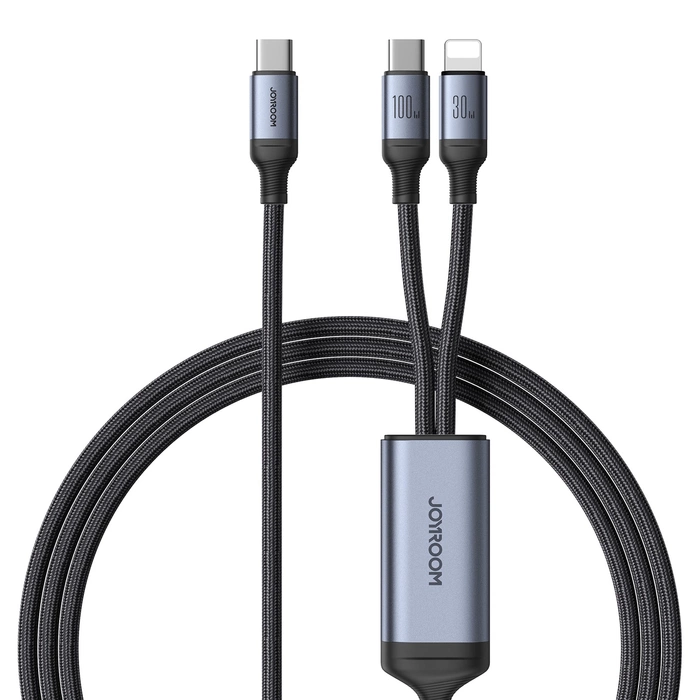 2 in 1 cable Joyroom speedy series SA21-1T2 USB-C - USB-C / Lightning 100W 1.5m black