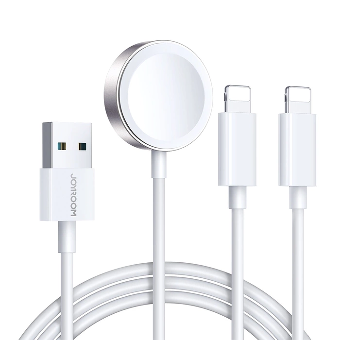 Joyroom S-IW007 Câble 3-en-1 Chargeur magnétique USB-A - Lightning 1,2m - blanc