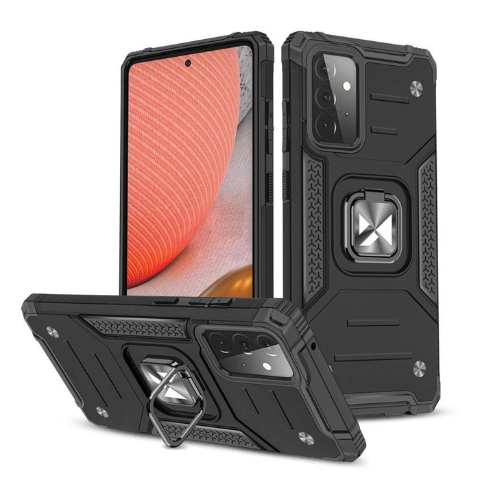 Wozinsky Ring Armor robuste Hybrid-Hülle + Magnethalterung für Samsung Galaxy A72 4G schwarz