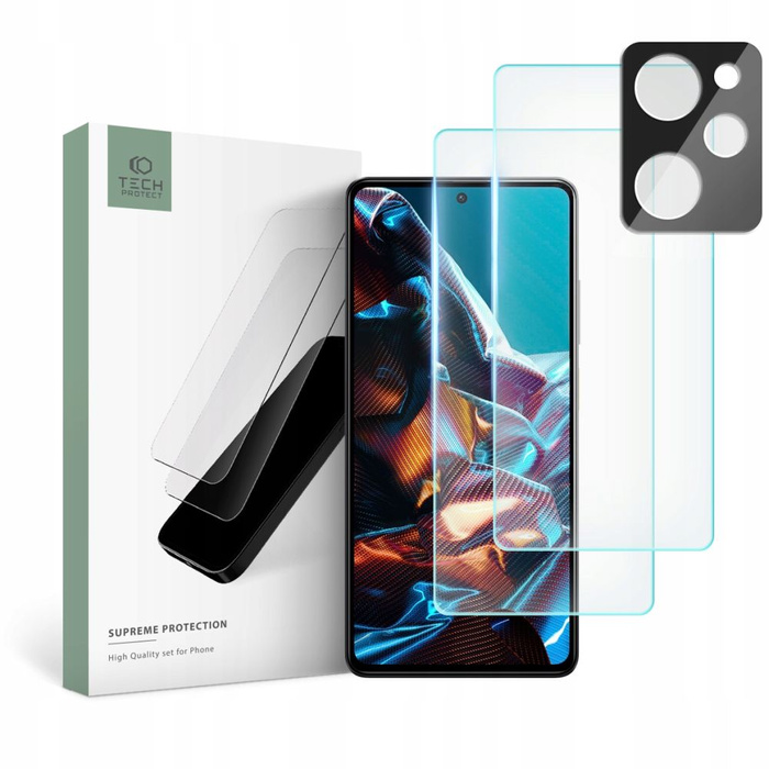 Edzett üveg TECH-PROTECT SUPREME SET XIAOMI POCO X5 PRO 5G ÁTLÁTSZÓ