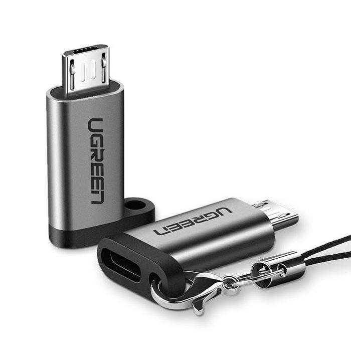 Uzelený adaptér USB typu C na adaptér micro USB sivý (50590)