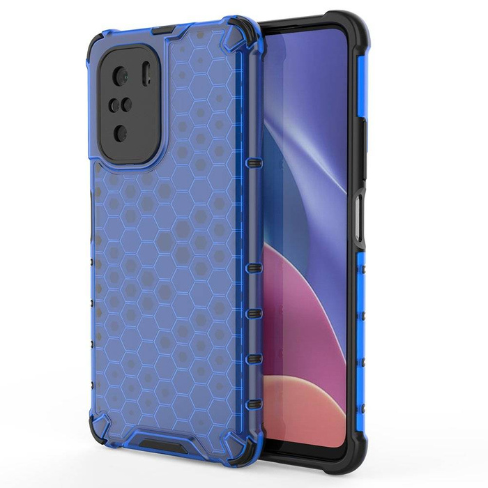 Pancéřový kryt Honeycomb pouzdro s gelovým rámečkem Xiaomi Redmi K40 Pro+ / K40 Pro / K40 / Poco F3 modrý