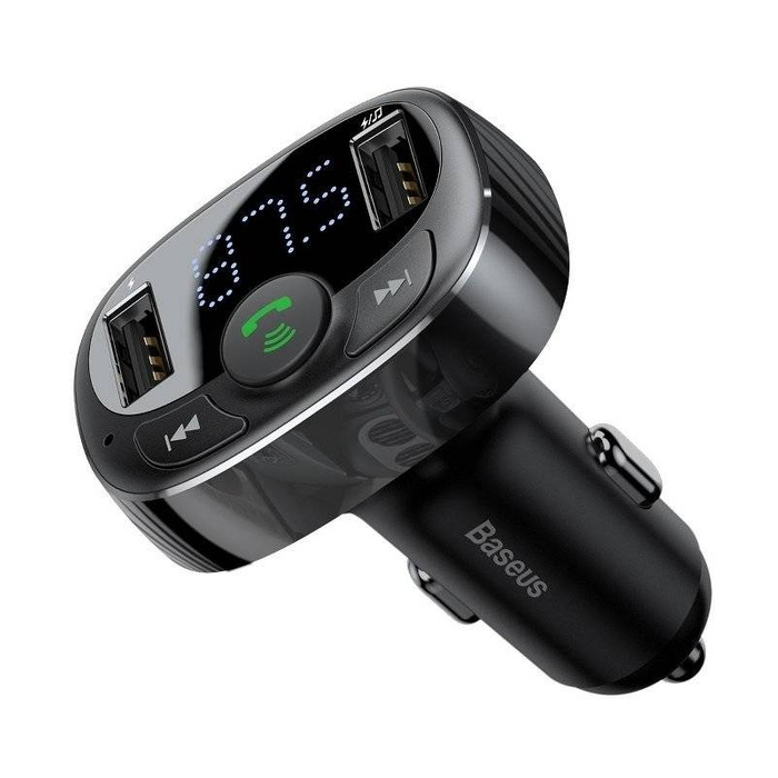 BASEUS T Typed Bluetooth FM Transmitter 2xUSB MicroSD Black