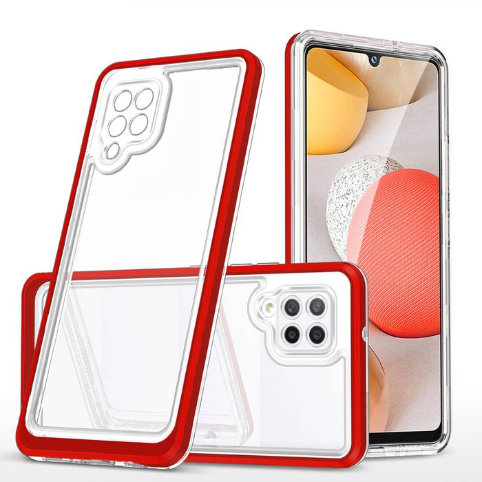 Clear 3in1 coque pour Samsung Galaxy A42 5G gel cover with frame red