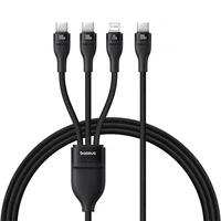 Baseus Flash Series 3 3in1 cable 100W USB-C - USB-C+USB-C+ Lightning 1.5m + 3 x 0.25 m - black