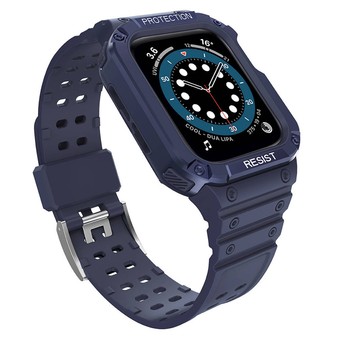 Protect Strap Band Band mit Etui für Uhr 7/6/5/4/3/2 / SE (41/40 / 38mm) Gehäuse Gepanzerte Uhrenabdeckung Blau