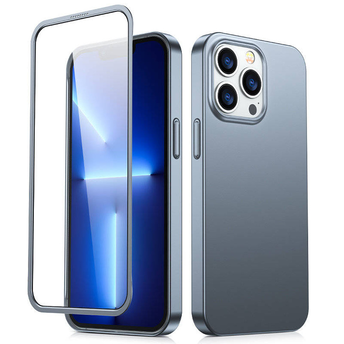 Joyroom 360 Full Case pouzdro kryt pro iPhone 13 Pro zadní a přední kryt + tempered Glass šedý (JR-BP935 tranish)