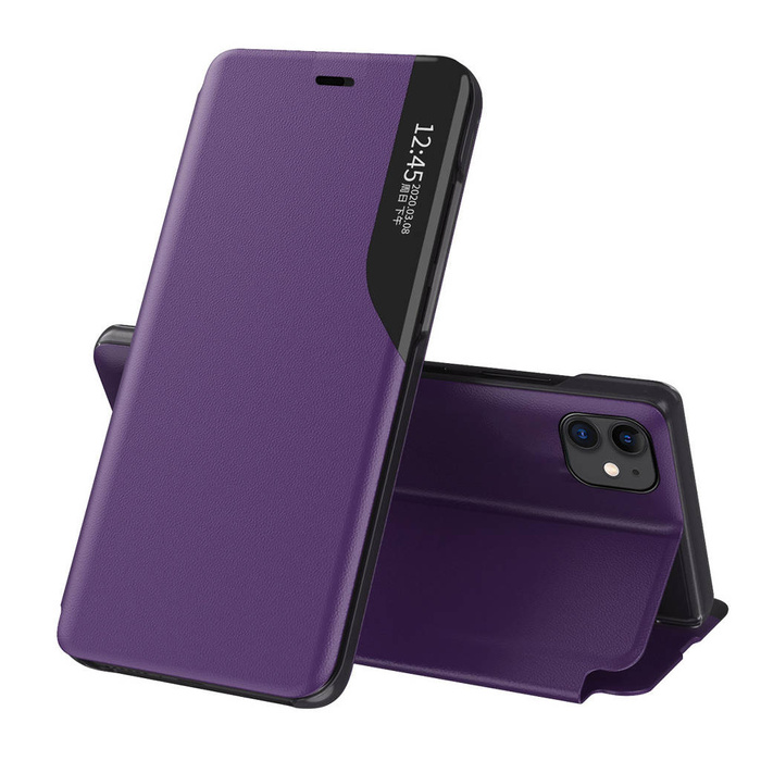 Eco Leather View Case étui élégant coque avec rabat et fonction stand iPhone 13 mini violet