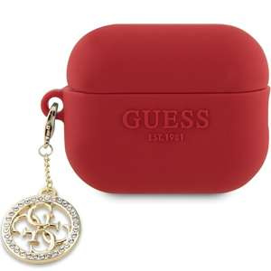 Guess GUAP23DSLGHDF Coperchio AirPods Pro 2 rosso/fuschia Gomma 3D 4G Charm Diamante