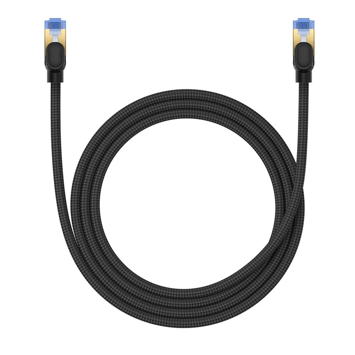 Kabel sieciowy w oplocie kat. 7 Baseus Ethernet RJ45, 10Gbps, 1,5m (czarny)