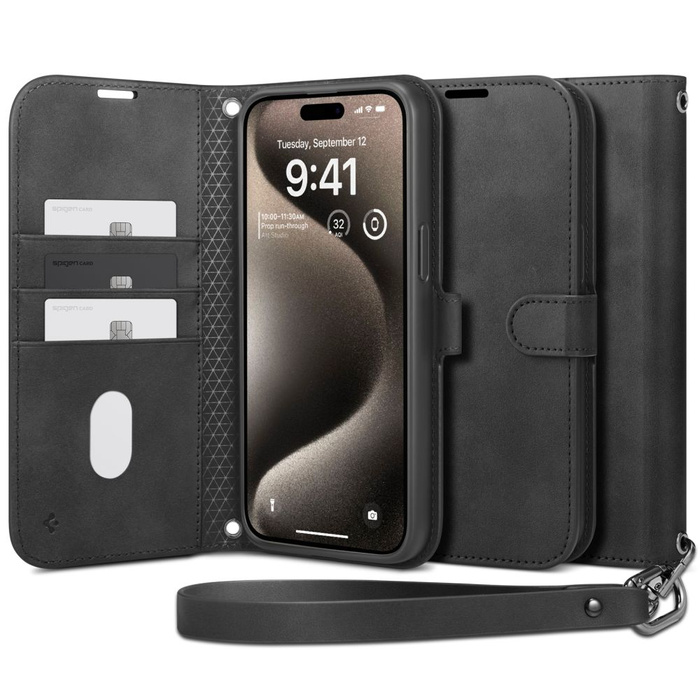 Obal Spigen Peněženka 's' Pro iPhone 15 Pro Black Case