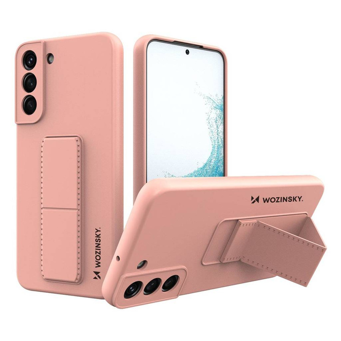 Wozinsky Kickstand Case Silikonový kryt stojanu pro Samsung Galaxy S22 + růžový