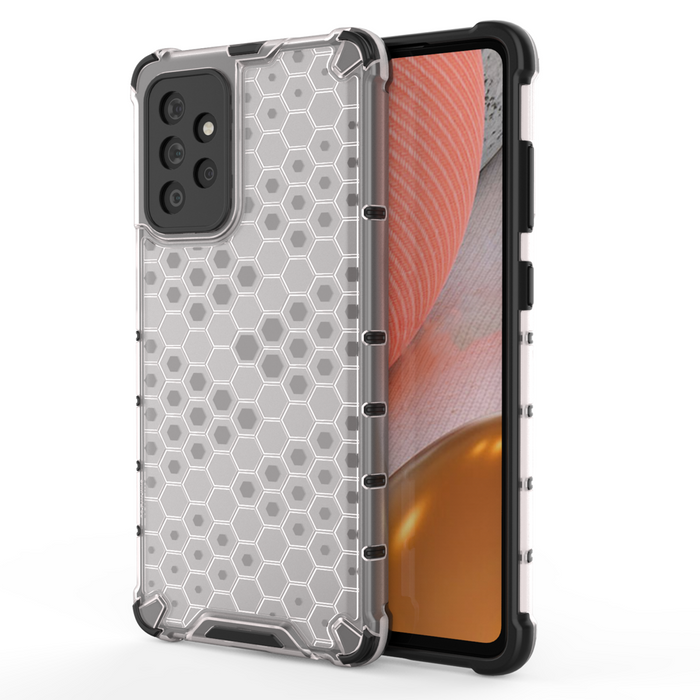 Cover a nido d&#39;ape blindata con cornice in gel per Samsung Galaxy A72 4G trasparente