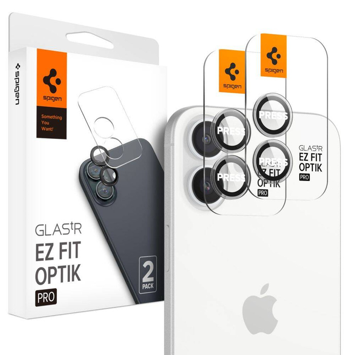 CAMERA PROTECTOR Spigen OPTIK PRO GLAS.TR "EZ FIT" CAMERA PROTECTOR 2-PACK IPhone 16 / 16 PLUS CRYSTAL CLEAR