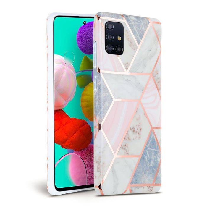 Case TECH-PROTECT Marble Samsung Galaxy A71 Pink Case