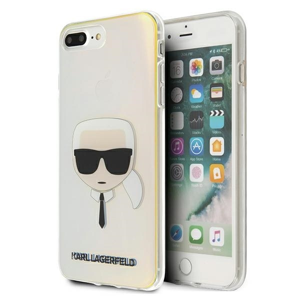 Pouzdro KARL LAGERFELD Apple iPhone 7 Plus 8 Plus Karl`s Head KLHCI8LPCKHML Bílé pevné pouzdro