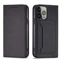 Estuche Magnet Card Case para iPhone 14 Pro con tapa abatible y soporte para billetera negro