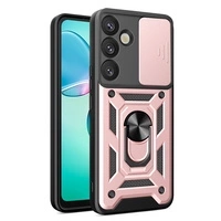 Hybrid Armor Camshield with Camera Cover and Metal Ring for Samsung Galaxy S25+ - Pink