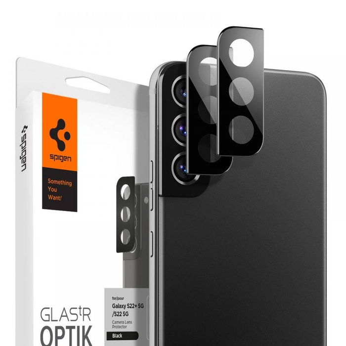 Sklo DO FOTOAPARÁTU SPIGEN PRO GALAXY S22 S22 + PLUS ČERNÁ OCHRANA FOTOAPARÁTU OPTIK.TR 2-BAL.