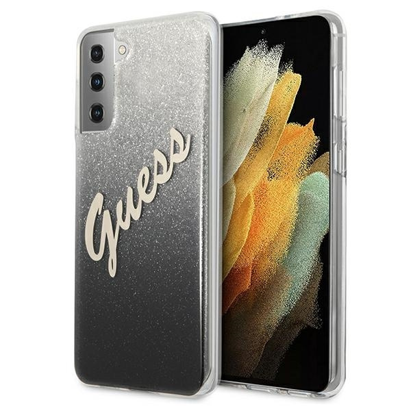 Pouzdro GUESS Samsung Galaxy S21 Plus Glitter Gradient Script GUHCS21MPCUGLSBK Black Hardcase