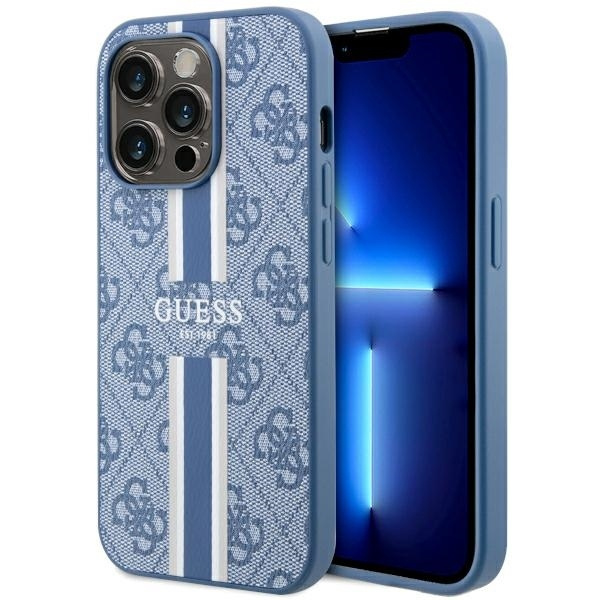 Case Guess GUHMP14XP4RPSB iPhone 14 Pro Max 6.7" blue/blue hardcase 4G Printed Stripes MagSafe Case