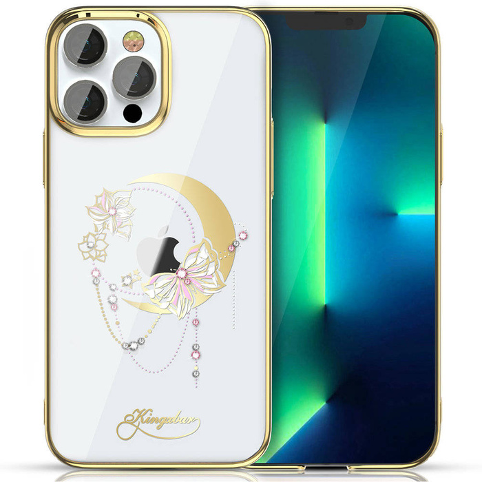 Custodia di lusso Kingxbar Moon Series con cristalli Swarovski per iPhone 13 Pro oro (Butterfly)