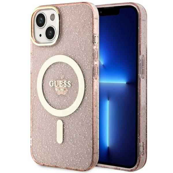 Case Guess GUHMP14SHCMCGP iPhone 14 6.1" pink/pink hardcase Glitter Gold MagSafe Case