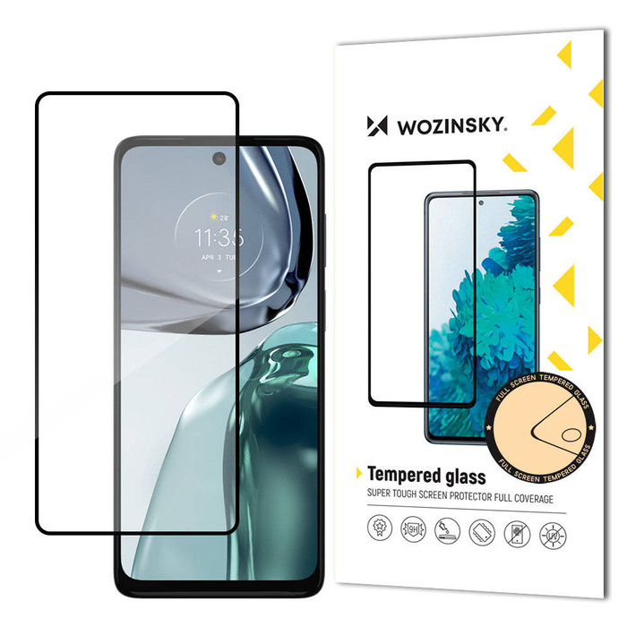 Wozinsky Super Durable Full Glue Verre Trempé Plein Écran Avec Cadre Compatible Motorola Moto G62 Noir