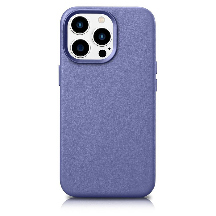 iCarer Case Leather Housse en cuir véritable pour iPhone 14 Pro Max Violet clair (WMI14220708-LP) (Compatible MagSafe)