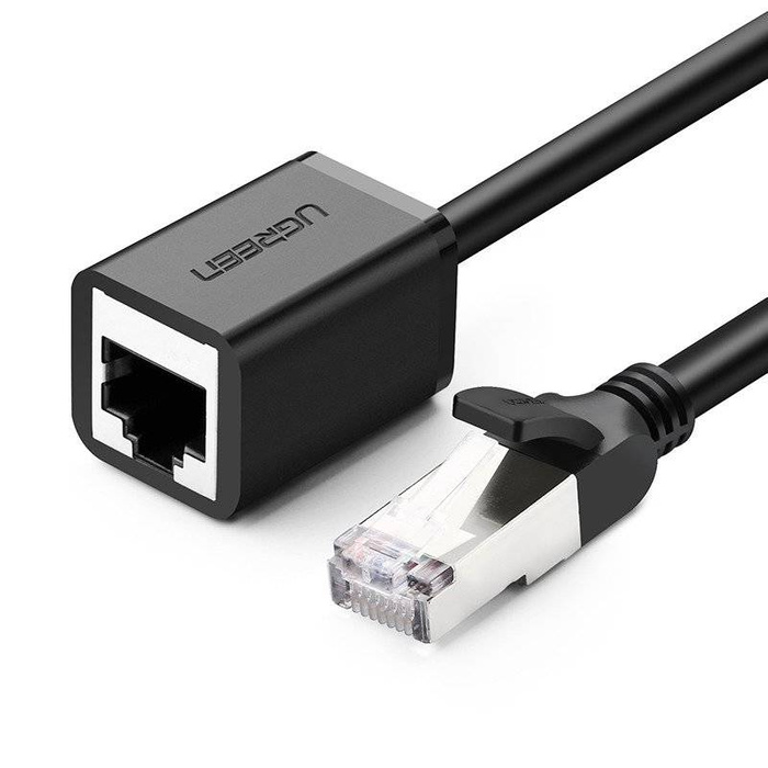 Kábel UGREEN Ethernetový sieťový extender RJ45 s kovovou zástrčkou Cat. 6 FTP 3m čierna