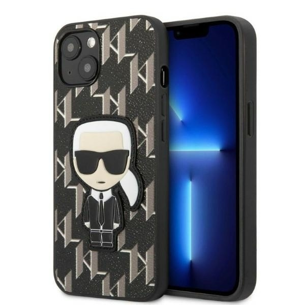 Obal Karl Lagerfeld Klhcp13spmnikbk iPhone 13 Mini 5,4" Hardcase Black/black Monogram Ikonik Patch Case