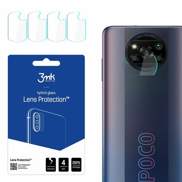 3MK Hybrid Verre Xiaomi Poco X3 Pro Lens Protect Protection pour objectif de caméra 4pcs Glass