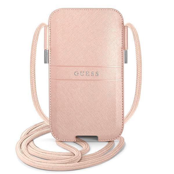 Kézitáska GUESS Apple iPhone 12 12 Pro Saffiano Strap rózsaszín Case