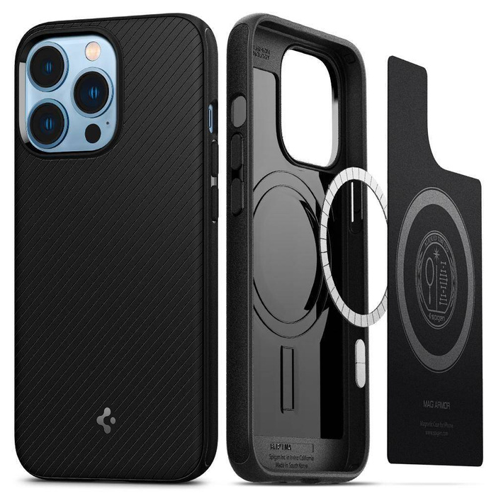 Spigen iPhone 13 Pro Mag Armor MagSafe MATTE Black Case + Tempered Glass Spigen Glas.Tr Slim