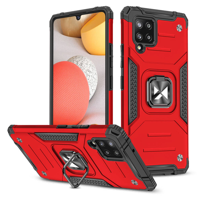 Wozinsky Ring Armor Case Kickstand Tough Rugged Cover for Samsung Galaxy A42 5G red