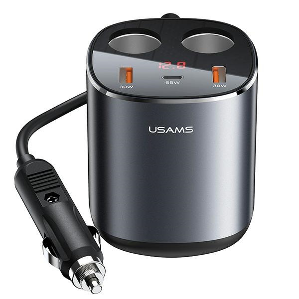 USAMS Auto splitter 2xUSB-A / 1xUSB-C C28 245W šedá / šedá CC151TC01 (US-CC151)