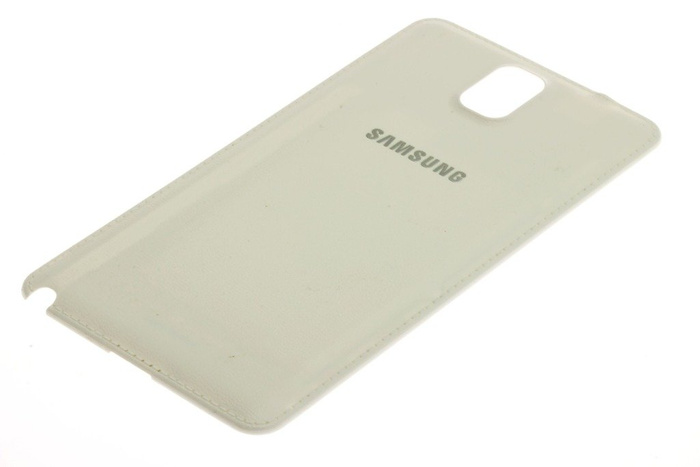 SAMSUNG Galaxy Note 3 Puerta de la batería de cuero genuino blanco de imitación de grado B