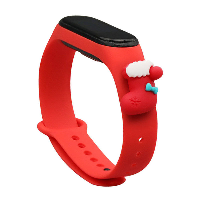 Strap Xmas band pour Xiaomi Mi Band 4 / Mi Band 3 festive silikonouveau bracelet bracelet rouge (sock)